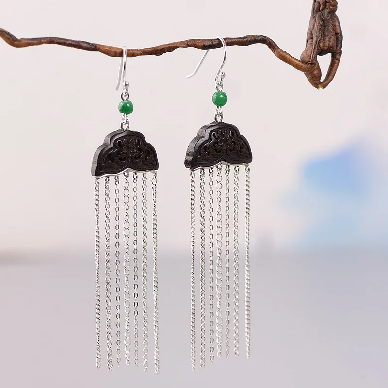 S925 silver earrings female fashion temperament woodwork ebony long tassels eardrop wholesale
S925 silver earrings female fashion temperament woodwork ebony long tassels eardrop wholesale