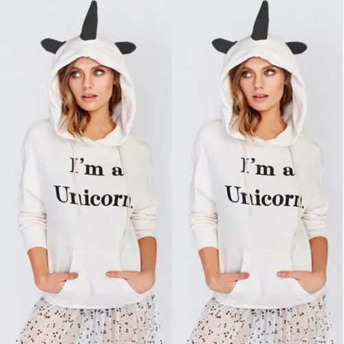 2017 Women Hoodie Ladies Hooded Sweatshirt Unicorn Animal Cartoon Tops Letter Print Jumper Long Sleeve Pullover Plus Size White
2017 Women Hoodie Ladies Hooded Sweatshirt Unicorn Animal Cartoon Tops Letter Print Jumper Long Sleeve Pullover Plus Size White