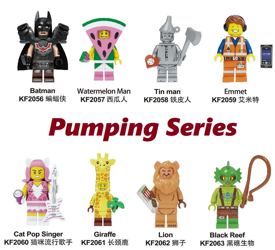 Building Plastic Blocks Emmet Pumping Series Tin Man Batman Emmet Kitty Watermelon Man Cat Pop Singer Toys For Children KF8042
Building Plastic Blocks Emmet Pumping Series Tin Man Batman Emmet Kitty Watermelon Man Cat Pop Singer Toys For Children KF8042