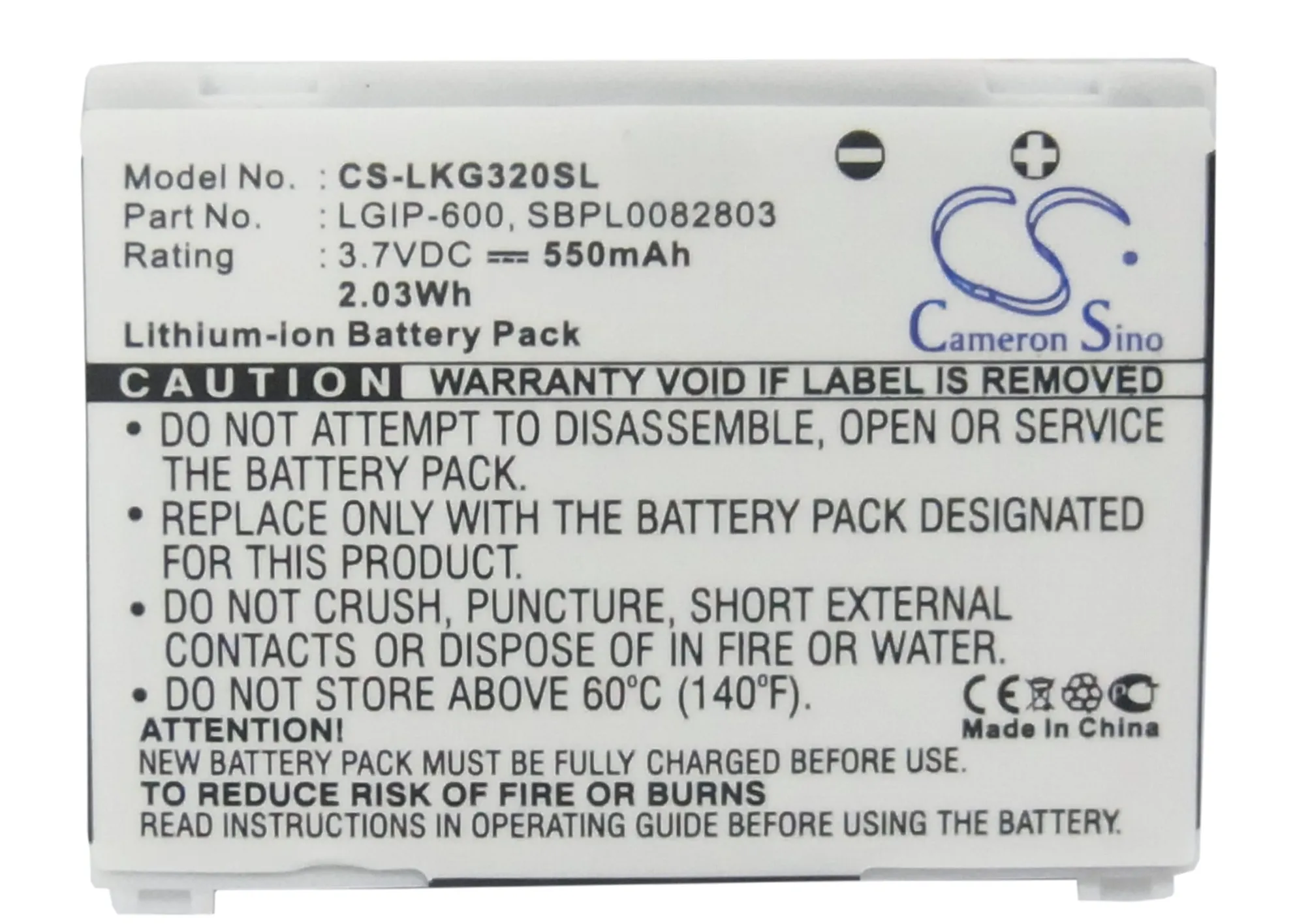 Cameron Sino 550mAh Battery LGIP-600 SBPL0082801 SBPL0082803 for LG KG320 KG-320 MG320c MG-320c | Мобильные телефоны и