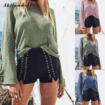 Lace up sleeve knitted sweater women jumper Casual o neck knitting pull femme Autumn winter sweater pullover female 2017
Lace up sleeve knitted sweater women jumper Casual o neck knitting pull femme Autumn winter sweater pullover female 2017
