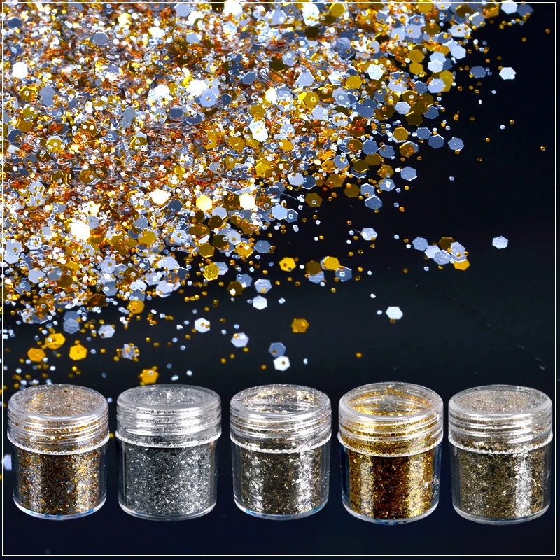 FWC 1 Bottle 10ml Silver Golden Optional Nail Art Glitter Powder Hexagon Sequins Powder Decorations For Nails Gel Polish
FWC 1 Bottle 10ml Silver Golden Optional Nail Art Glitter Powder Hexagon Sequins Powder Decorations For Nails Gel Polish