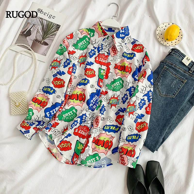 RUGOD Cartoon Print Women Blouses Turn-down Collar Fashion Harajuku Style Plus Size Summer Tops and Blouses Chemisa Femme
RUGOD Cartoon Print Women Blouses Turn-down Collar Fashion Harajuku Style Plus Size Summer Tops and Blouses Chemisa Femme