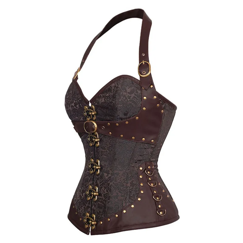 Retro Bustiers Corsets Steel Bone Steampunk Burlesque Black Brown Leather Halter Bustiers Corset 2XL
Retro Bustiers Corsets Steel Bone Steampunk Burlesque Black Brown Leather Halter Bustiers Corset 2XL