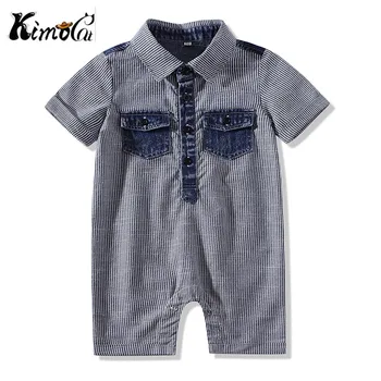 kimocat baby boy romper Short sleeve vertical stripe jean pocket gentlemen's jumpsuit baby clothes boys
kimocat baby boy romper Short sleeve vertical stripe jean pocket gentlemen's jumpsuit baby clothes boys