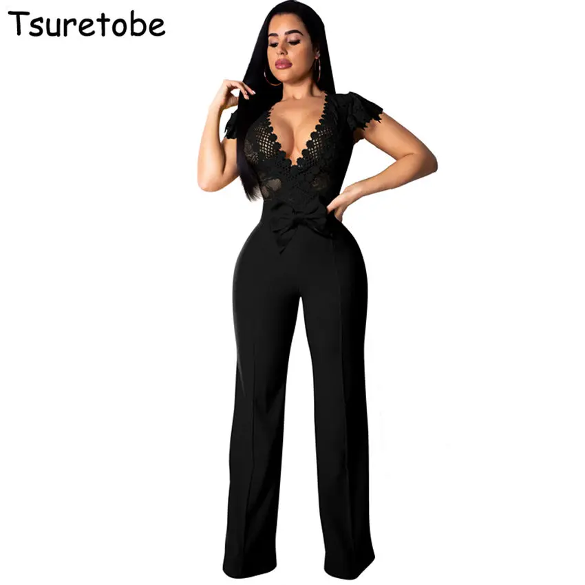 Tsureobe V Neck Sexy Lace Jumpsuit For Women Ruffle Fashion Floral Wide Leg Jumpsuit Elegant Short Sleeve Casual Bodysuit Female
Tsureobe V Neck Sexy Lace Jumpsuit For Women Ruffle Fashion Floral Wide Leg Jumpsuit Elegant Short Sleeve Casual Bodysuit Female