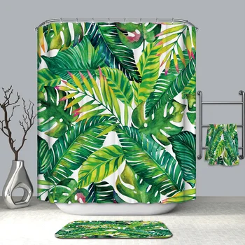 Hot Polyester Fabric Shower Curtain for Bathroom Tropical Rainforest Large Leaf Plant Pattern Thicken Waterproof Bath Curtain 
Hot Polyester Fabric Shower Curtain for Bathroom Tropical Rainforest Large Leaf Plant Pattern Thicken Waterproof Bath Curtain