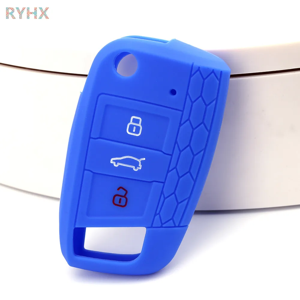 Creative design Honeycomb antiskid Silicone car key case Cover for Volkswagen Golf 7 mk7 Skoda Octavia protector |