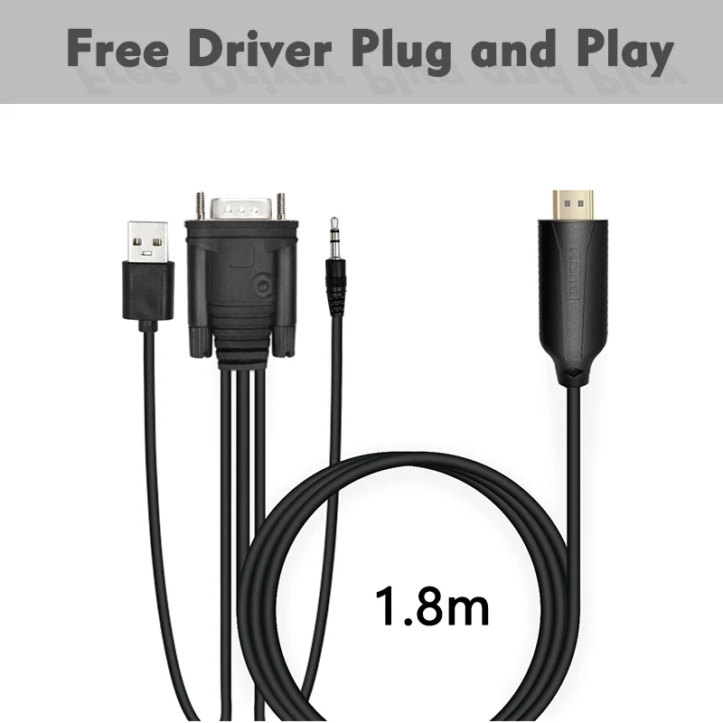 VGA Audio usb to HDMI Cable vga2hdmi decoder Adapter Converter 1.8M male to male with Audio USB vga-hdmi 1080P Laptop Projector
VGA Audio usb to HDMI Cable vga2hdmi decoder Adapter Converter 1.8M male to male with Audio USB vga-hdmi 1080P Laptop Projector