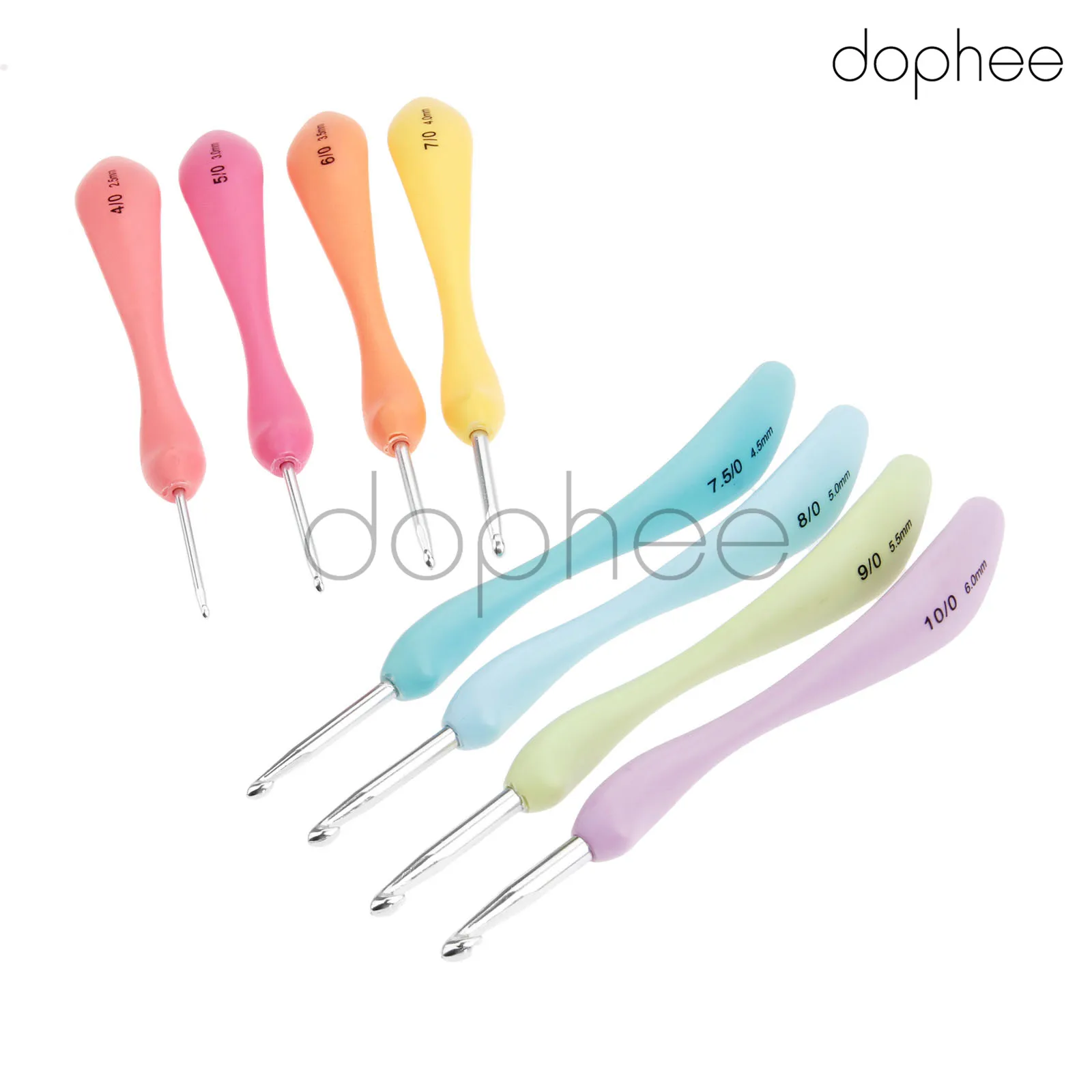 

dophee 8pcs/set Plastic Aluminum Crochet Hooks With Soft Handles Knitting Needles Tools DIY Yarn Kit Set