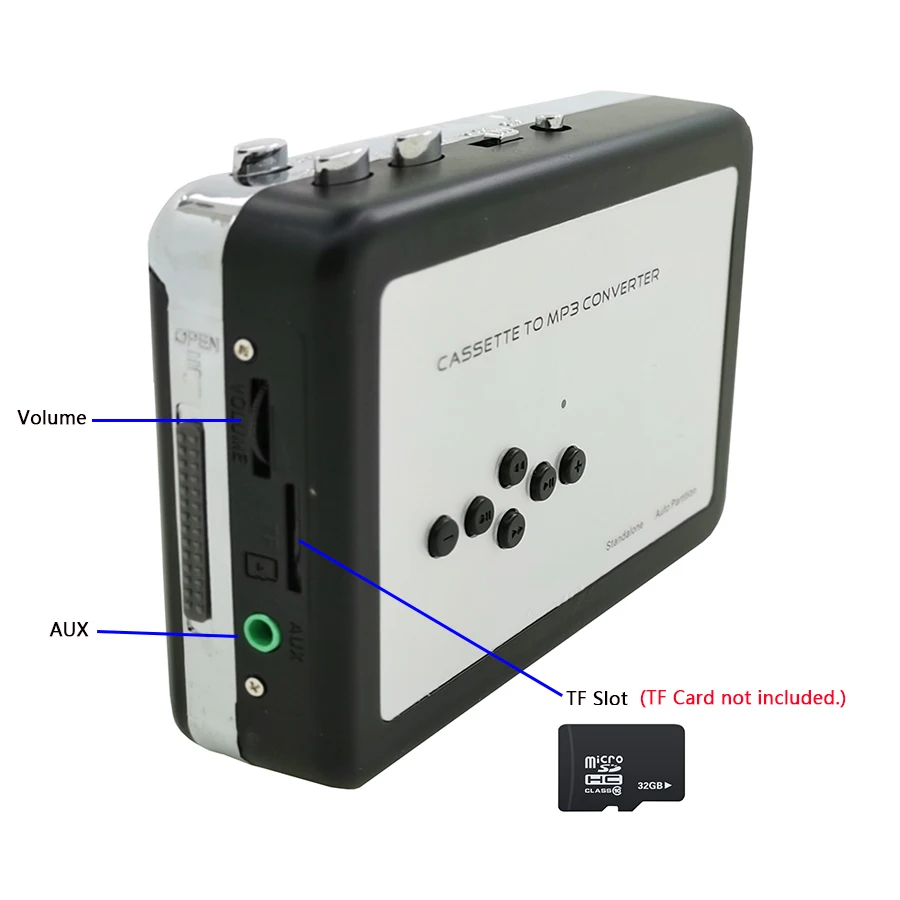 Cassette Player Portable, Standalone Cassette Tape to MP3 Converter , Walkman Tapes Recorder via TF Card with Earphones
Cassette Player Portable, Standalone Cassette Tape to MP3 Converter , Walkman Tapes Recorder via TF Card with Earphones