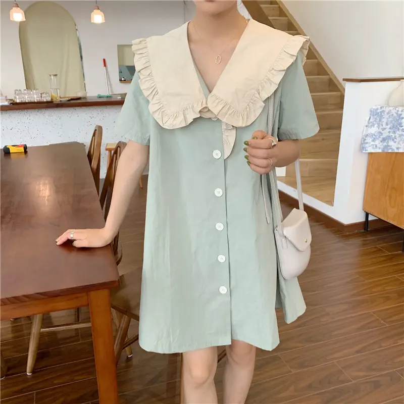 Alien Kitty 2019 Color-Hit Elegant Summer Single Breasted Peter Pan Collar Ruffles Short Sleeves Women Fresh Sweet Dresses
Alien Kitty 2019 Color-Hit Elegant Summer Single Breasted Peter Pan Collar Ruffles Short Sleeves Women Fresh Sweet Dresses