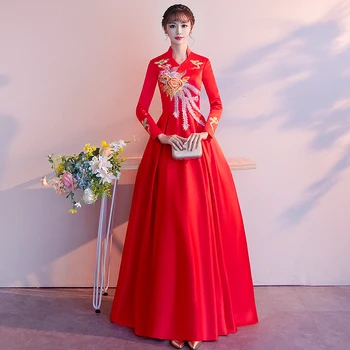 Thick Women Warm Red Wedding Dress Embroidery Phoenix Long Sleeve Cheongsam Vestidos Vintage Slim Satin Full Length Qipao XS-XXL
Thick Women Warm Red Wedding Dress Embroidery Phoenix Long Sleeve Cheongsam Vestidos Vintage Slim Satin Full Length Qipao XS-XXL