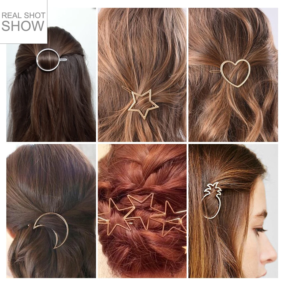 Hfarich Gold Elegant Hollow Star Hair Clips for Women Star Pineapple Round Geometric Hair Pins Accessories femme 2019
Hfarich Gold Elegant Hollow Star Hair Clips for Women Star Pineapple Round Geometric Hair Pins Accessories femme 2019