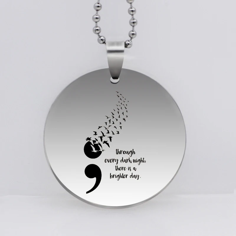 

PAW PRINT Stainless Steel Suicide Awareness Semicolon Pendant Necklace Suicide Prevention Birds In Flight Drop Shipping YLQ6259