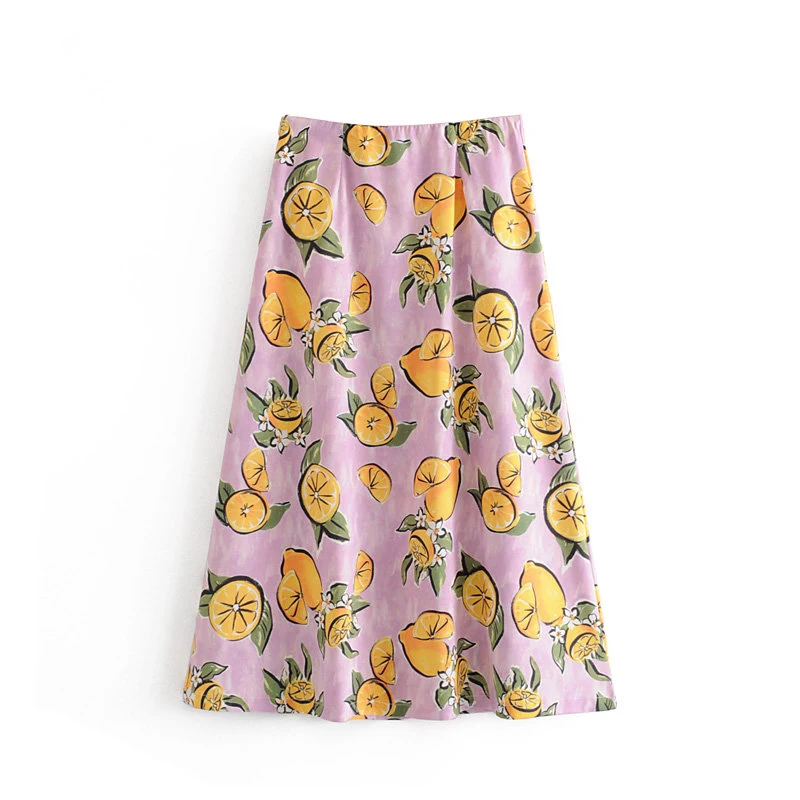 2019 Women Lemon Print Casual Za Long Skirt Female Summer Sweet Pink High Waist A-line Street-wear Skirts faldas mujer moda
2019 Women Lemon Print Casual Za Long Skirt Female Summer Sweet Pink High Waist A-line Street-wear Skirts faldas mujer moda