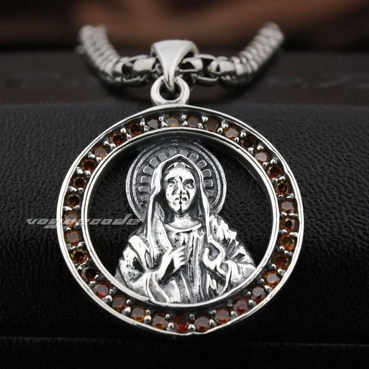 Garnet Surround Virgin Mary JESUS 925 Sterling Silver Pendant 8N023(Necklace 24inch)
Garnet Surround Virgin Mary JESUS 925 Sterling Silver Pendant 8N023(Necklace 24inch)