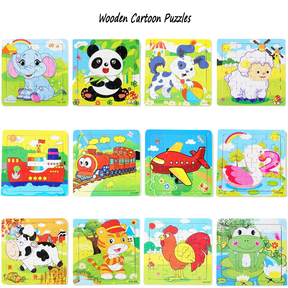 16Pieces/Each Wooden Puzzles Cartoon Animals Transport Pattern Early Education Educational Toys for Children Baby Jigsaw
16Pieces/Each Wooden Puzzles Cartoon Animals Transport Pattern Early Education Educational Toys for Children Baby Jigsaw