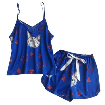 2019 Пижамный комплект new women's cute cat strap pajamas shorts set Пижамный комплект wholesale t3+3
2019 Пижамный комплект new women's cute cat strap pajamas shorts set Пижамный комплект wholesale t3+3