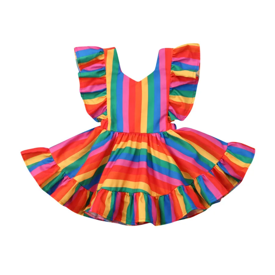 2019 Summer Newborn Infant Toddler Kid Baby Girl Rainbow Striped Flying Sleeve Dress Ruffle Princess Dress Casual Clothes
2019 Summer Newborn Infant Toddler Kid Baby Girl Rainbow Striped Flying Sleeve Dress Ruffle Princess Dress Casual Clothes