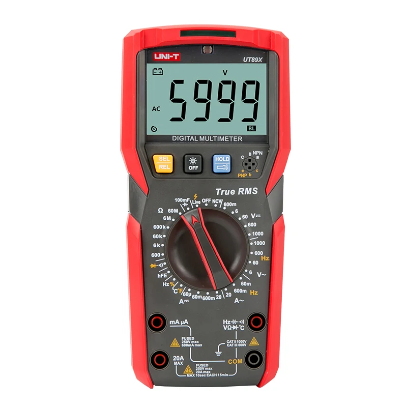UNI-T UT89X/UT89XD true RMS Digital multimeter high current NCV/capacitor/triode/temperature/Frequency Resistance test
UNI-T UT89X/UT89XD true RMS Digital multimeter high current NCV/capacitor/triode/temperature/Frequency Resistance test