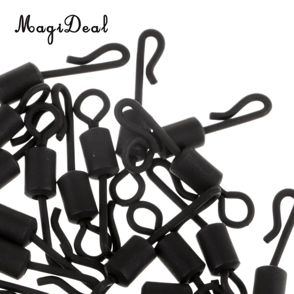 25pcs Carp Fishing Swivel Quick Change / Release Swivel Hook Line Connector Q-Shaped Matte Black Swivels 4#