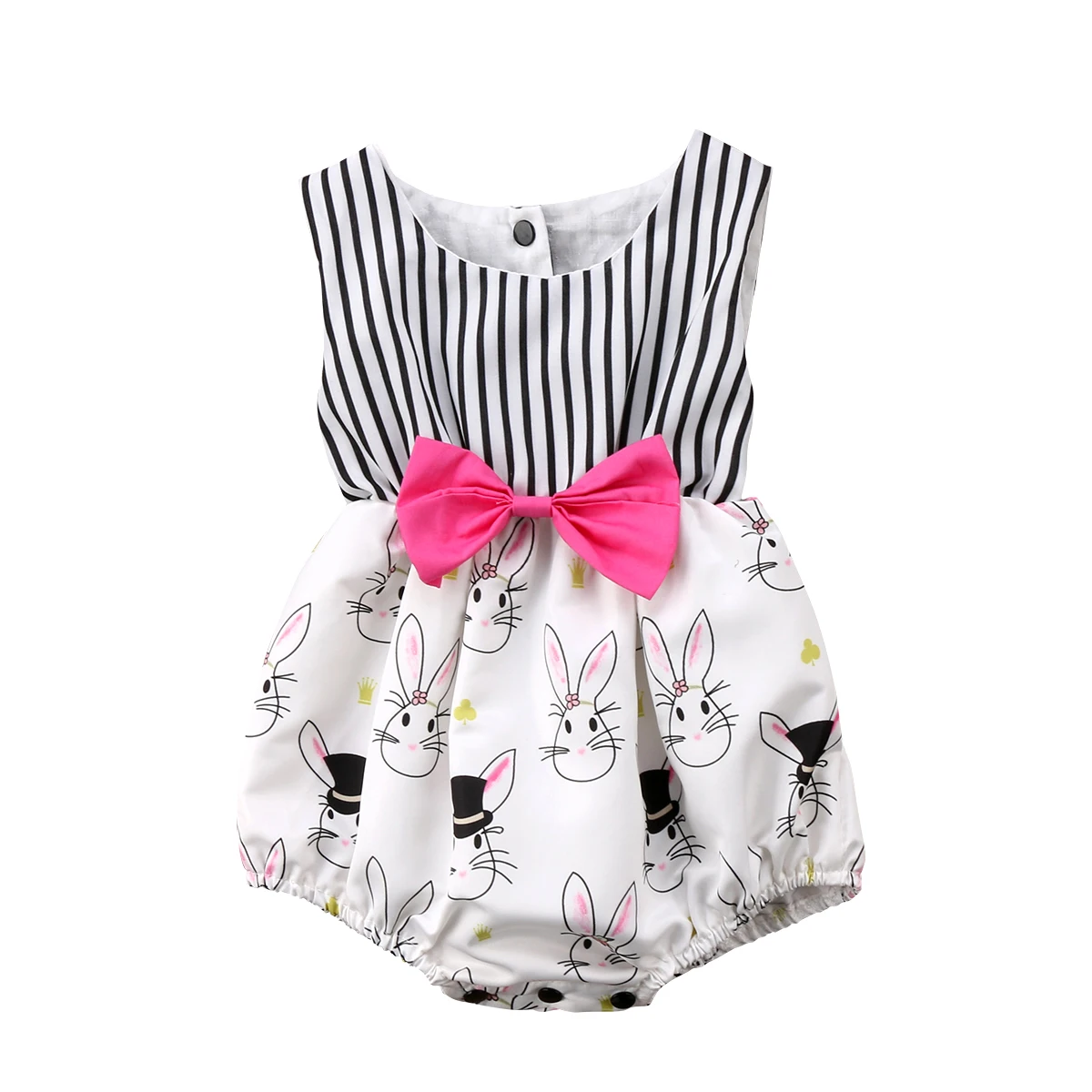 Newborn Baby Girl Bodysuit Infant Bunny Rabbit Striped Bow Sleeveless Cute Casual Jumpsuit Fashion Outfits Clothes Summer 2018
Newborn Baby Girl Bodysuit Infant Bunny Rabbit Striped Bow Sleeveless Cute Casual Jumpsuit Fashion Outfits Clothes Summer 2018