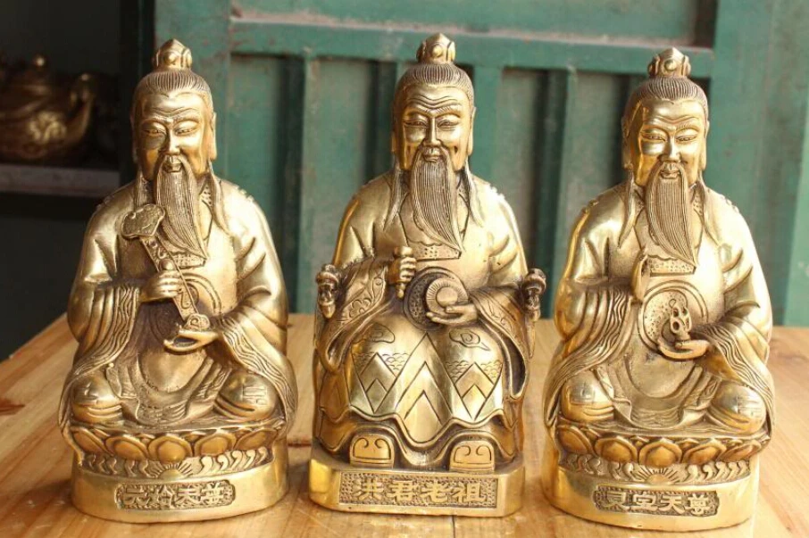 8" Chinese Taoism Bronze Sanqing view 3 Gods Talisman On Dragon Ruyi Full Set R0711
8" Chinese Taoism Bronze Sanqing view 3 Gods Talisman On Dragon Ruyi Full Set R0711