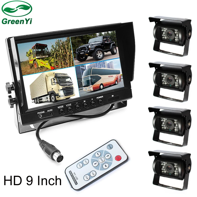 GreenYi DC 12V/24V 9 Inch 4CH Video Input Car Parking Monitor With 4 Rear View Camera 15M Cable For Truck Caravan Vans
GreenYi DC 12V/24V 9 Inch 4CH Video Input Car Parking Monitor With 4 Rear View Camera 15M Cable For Truck Caravan Vans