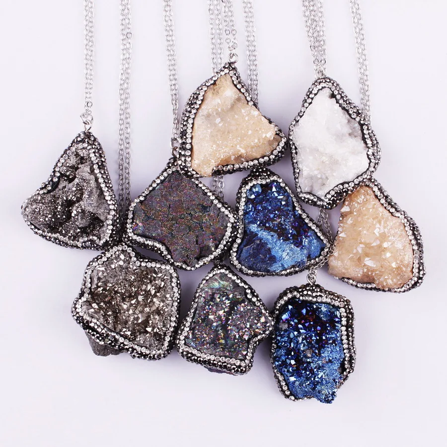 Unique Rock Crystals Natural Stone Real Drusy Quartz Semi-precious Stones Pendant Necklaces for Women Pendant
Unique Rock Crystals Natural Stone Real Drusy Quartz Semi-precious Stones Pendant Necklaces for Women Pendant