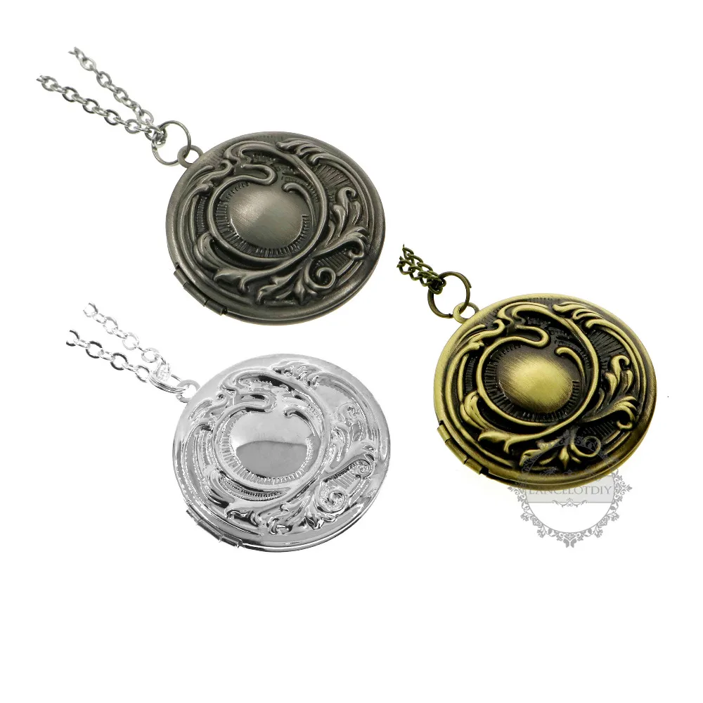 32MM Vintage Style Antiqued Silver Bronze Flower Round Photo Locket Pendant Charm Necklace Long 27'' 6390328
32MM Vintage Style Antiqued Silver Bronze Flower Round Photo Locket Pendant Charm Necklace Long 27'' 6390328