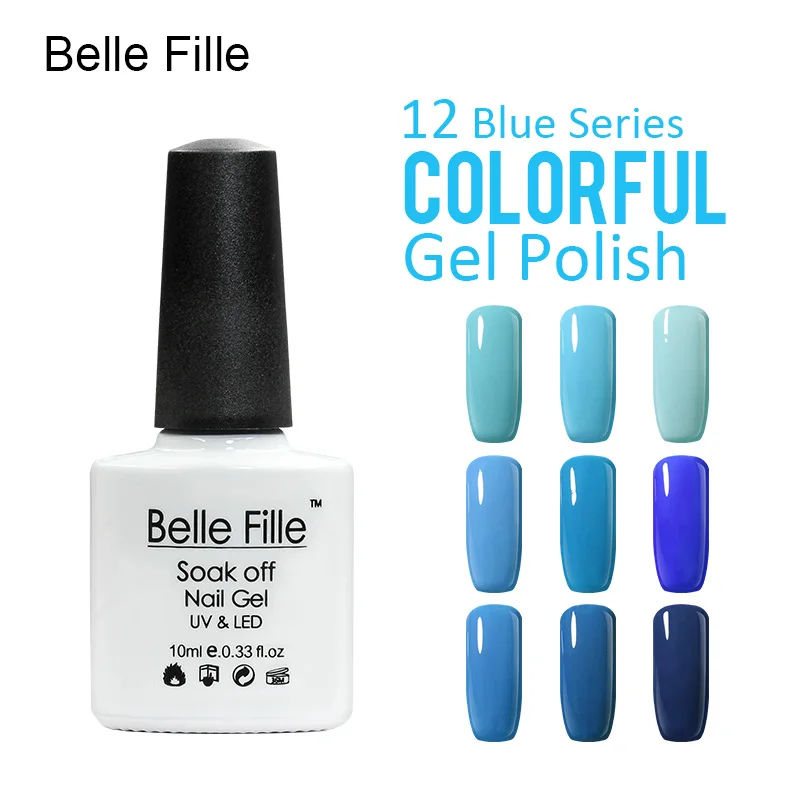 Belle FILLE Лаки для ногтей гель светодиодные УФ маникюр гелем uv синий серии