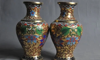 5" china bronze Cloisonne Enamel gilt flower statue cup Bottle Pot Vase jar pair
5" china bronze Cloisonne Enamel gilt flower statue cup Bottle Pot Vase jar pair