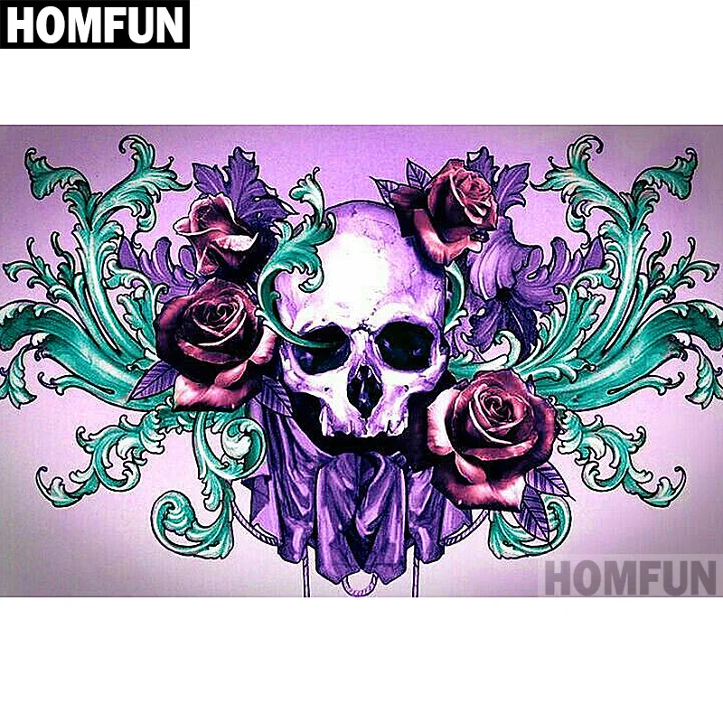 Алмазный Узор HOMFUN 5D страз рукоделие алмазная вышивка сделай сам крестиком Череп
