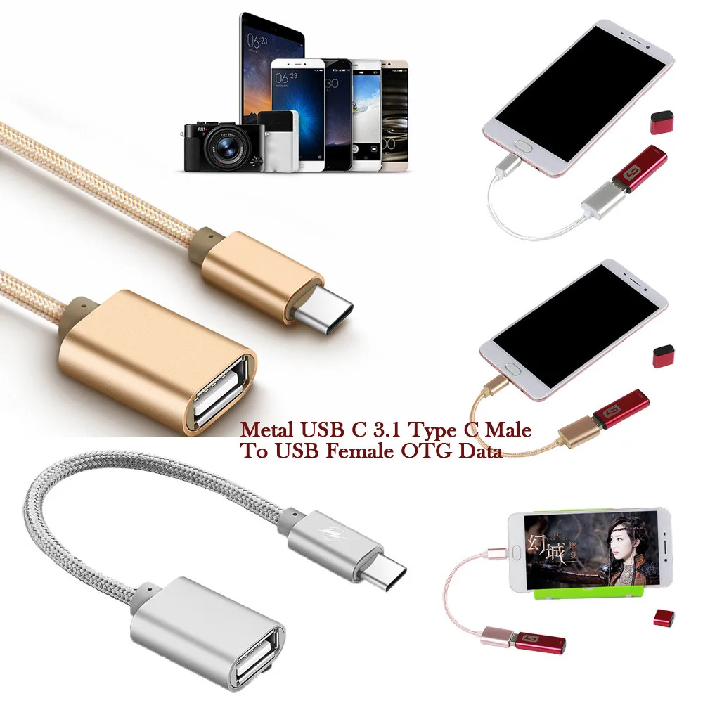 

Metal USB C 3.1 Type C Male To USB Female OTG Data Sync Converter Adapter Cable Metal+Plastic durable 2.0 Type A Female 15cm