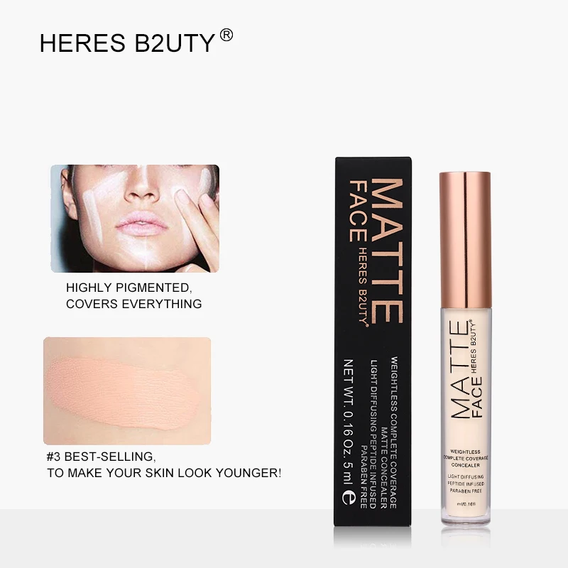 

2018 HERES B2UTY 6 Colors Full Coverage Makeup Matte Concealer Liquid Concealer Convenient Eye&face Concealer Cream