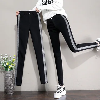 High Quality Leggings Women Winter Thicker Slim Pencil Pants Striped High Waist High Elastic Black Cashmere Warm Magic Leggings 
High Quality Leggings Women Winter Thicker Slim Pencil Pants Striped High Waist High Elastic Black Cashmere Warm Magic Leggings
