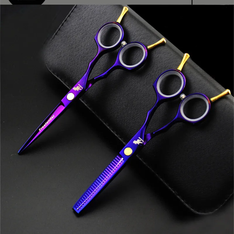 

5.5 inch titanium purple cutting scissors hairdresser razor hairdressing scissors haircut hot scissors kit salon hair clipper ki