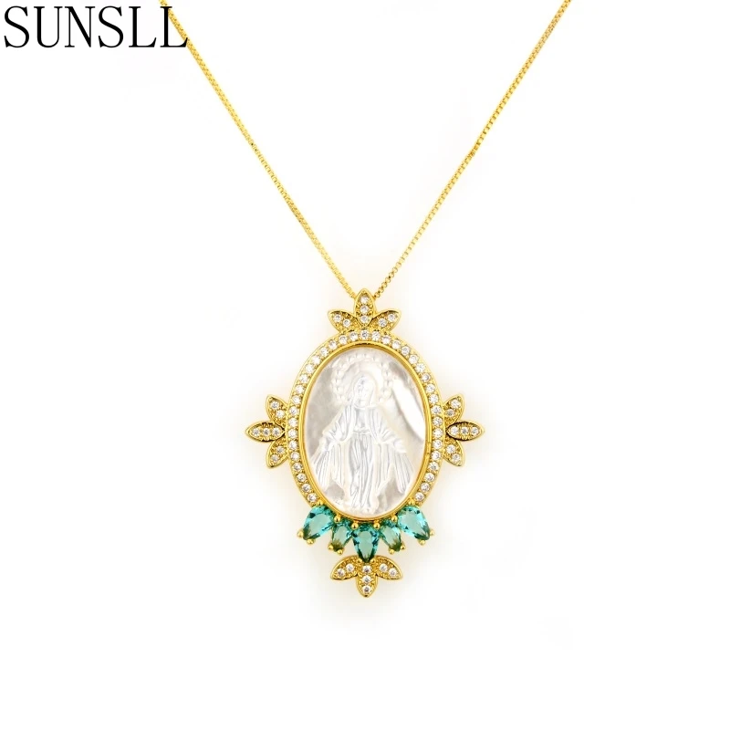 SUNSLL New Designed Handmade White Shell Green Cubic Zirconia Delicate Pendant Necklace Jewelry for Women Gift Feminina Colar
SUNSLL New Designed Handmade White Shell Green Cubic Zirconia Delicate Pendant Necklace Jewelry for Women Gift Feminina Colar