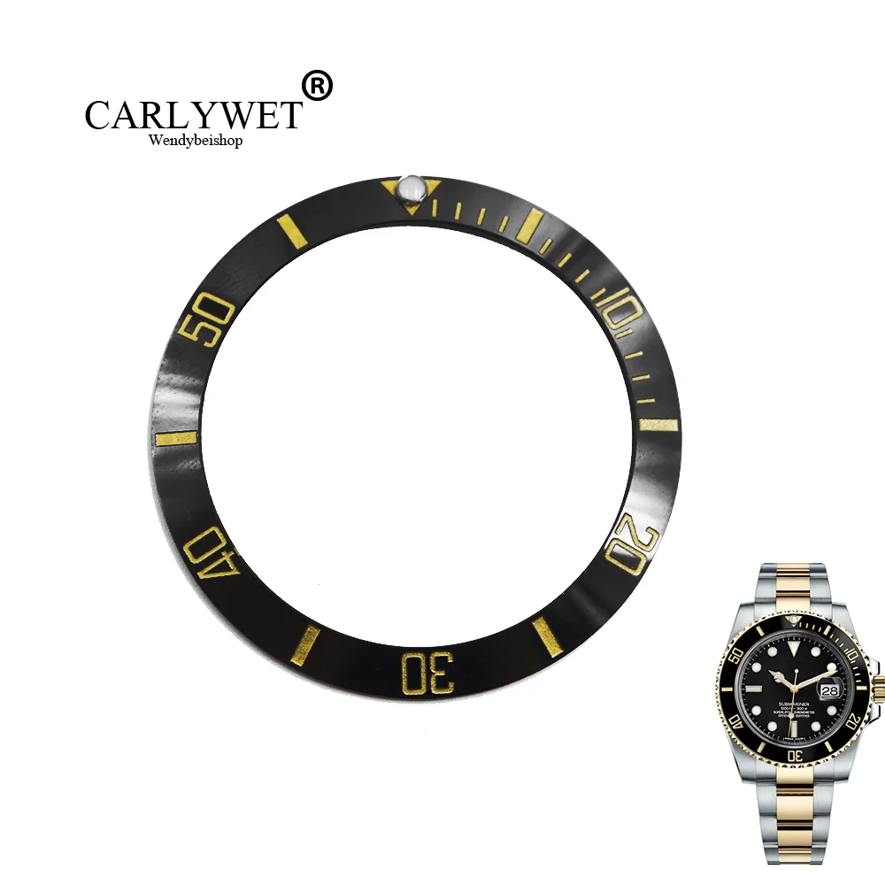 CARLYWET Wholesale Replacement Black With Gold Writings Ceramic Bezel 38mm Insert made for Submariner GMT 40mm 116610 LN
CARLYWET Wholesale Replacement Black With Gold Writings Ceramic Bezel 38mm Insert made for Submariner GMT 40mm 116610 LN