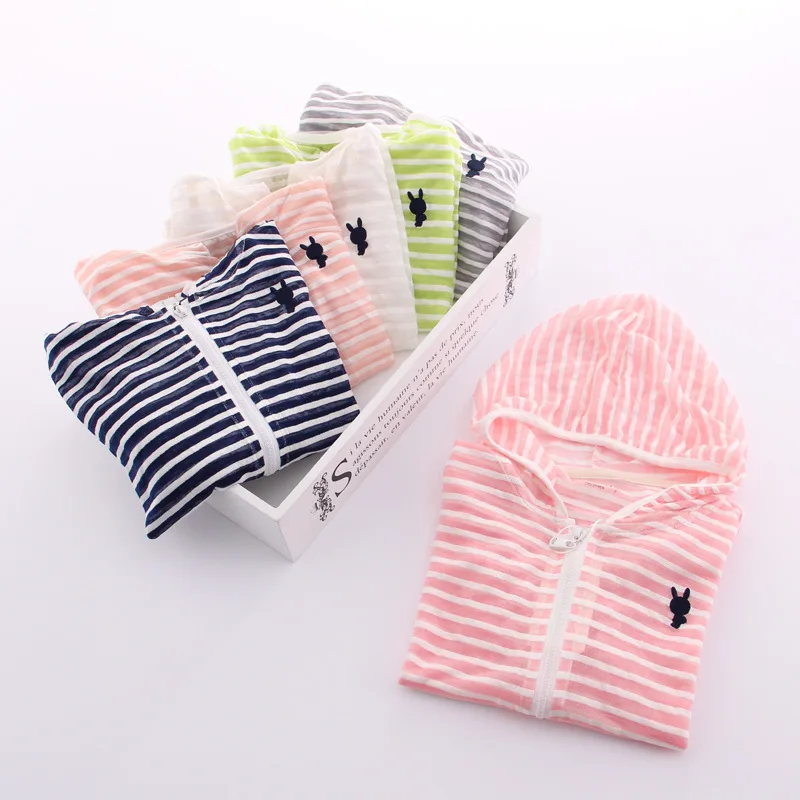Spring and summer children's clothing for boys and girls striped hooded sun protection clothing children coat zipper shirt
Spring and summer children's clothing for boys and girls striped hooded sun protection clothing children coat zipper shirt