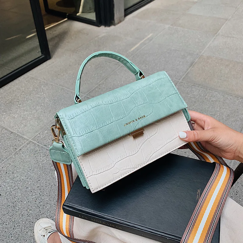Female 2019 New Korean Women Alligator Small Square Messenger Bag Wide Stripe Strap Shoulder Bag Contrast Color Small Tote Bag
Female 2019 New Korean Women Alligator Small Square Messenger Bag Wide Stripe Strap Shoulder Bag Contrast Color Small Tote Bag