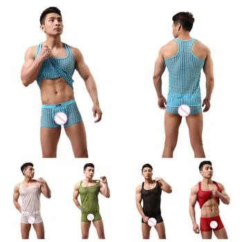 Men's Mesh Pajamas Sets Men Sexy Underwear Sleep Tops Tshirts Shorts Hollow See Through Transparent Sleepwear Suit
Men's Mesh Pajamas Sets Men Sexy Underwear Sleep Tops Tshirts Shorts Hollow See Through Transparent Sleepwear Suit