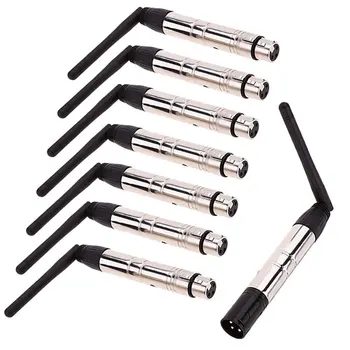 2.4G DMX512 Wireless 8pcs 1 Male Transmitter & 7 Female Receivers for Stage PAR Party Light with Antenna Lighting Control Silver 
2.4G DMX512 Wireless 8pcs 1 Male Transmitter & 7 Female Receivers for Stage PAR Party Light with Antenna Lighting Control Silver