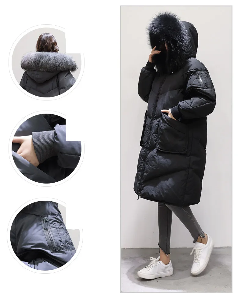 2019 Winter New Down Jacket Fashion Thickening Women's Winter Jackets Large Size Women's Down Jacket Big Fur Collar Coat Female (22)