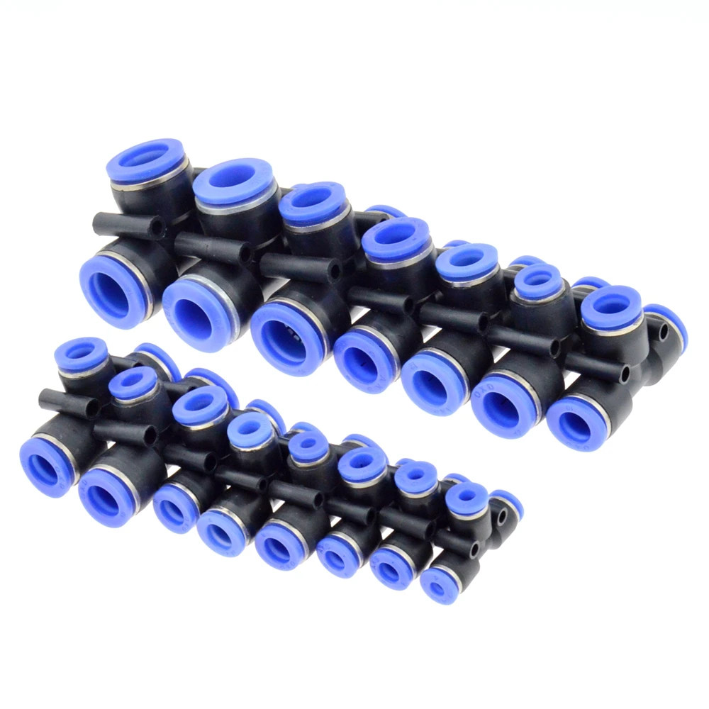 Фото 3 Way T shaped Tee Pneumatic 10mm 8mm 12mm 6mm 4mm 16mm OD Hose Tube Push In Air Gas Fitting Quick Fittings Connector Adapters |