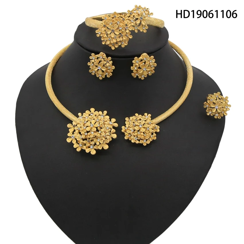 Yulaili Zinc Alloy Jewelry Sets Gold Silver Flower Shape Round Necklace Stud Earrings Ring Set African Women Wedding Party Gifts
Yulaili Zinc Alloy Jewelry Sets Gold Silver Flower Shape Round Necklace Stud Earrings Ring Set African Women Wedding Party Gifts