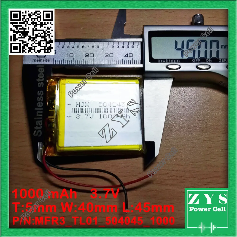 Polymer lithium ion battery 3.7V 504045can be customized wholesale CE FCC ROHS MSDS quality certification 3.7 v 1000 mAh 054045 |