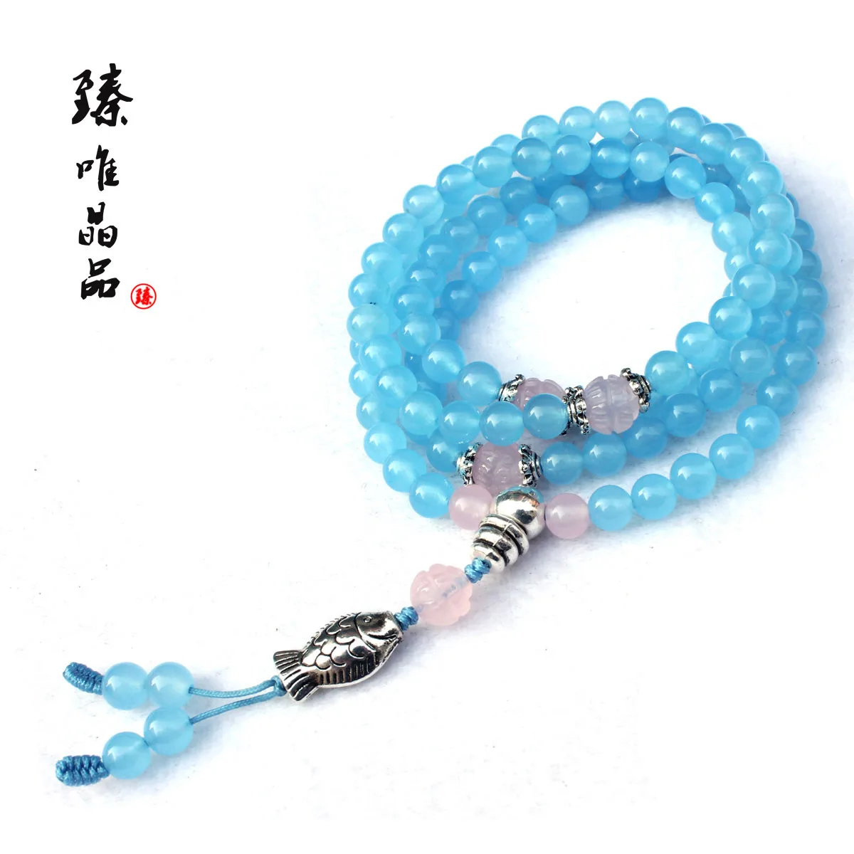 Natural pink crystal lotus every bead blue chalcedony crystal 108 beads bracelet moisturizing
Natural pink crystal lotus every bead blue chalcedony crystal 108 beads bracelet moisturizing