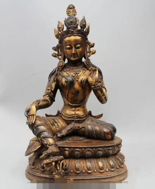 S02757 20"China Tibet Buddhism Bronze Gild Seat Green Tara Kwan-Yin Goddess Statue B0403
S02757 20"China Tibet Buddhism Bronze Gild Seat Green Tara Kwan-Yin Goddess Statue B0403
